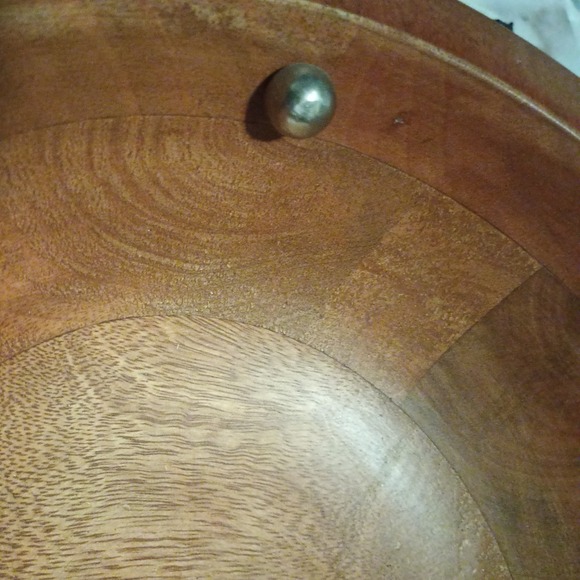 Rustic  Pewter Stag Head Handles Wooden Salad Bowl Western Hunting decor - Picture 6 of 15